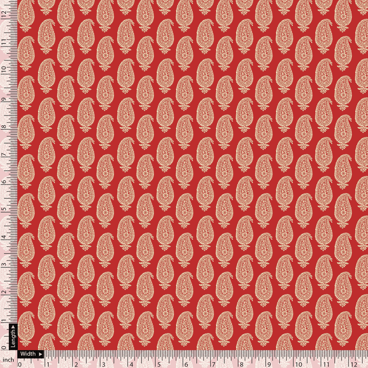New Seamless Paisley Valiant Poppy Colour Digital Printed Fabric - Silk Crepe - FAB VOGUE Studio®