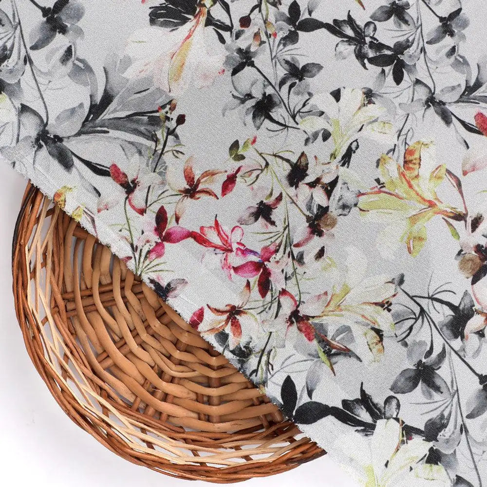 Calico Flower Yellow And Purple Floral Digital Printed Fabric - Silk Crepe – cr 0 ma07184 110 calico flower yellow and purple floral digital printed fabric silk crepe 2