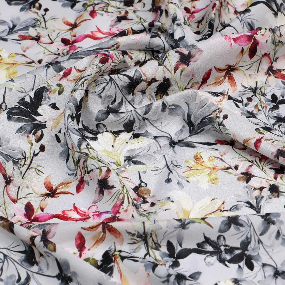 Calico Flower Yellow And Purple Floral Digital Printed Fabric - Silk Crepe – cr 0 ma07184 110 calico flower yellow and purple floral digital printed fabric silk crepe 3