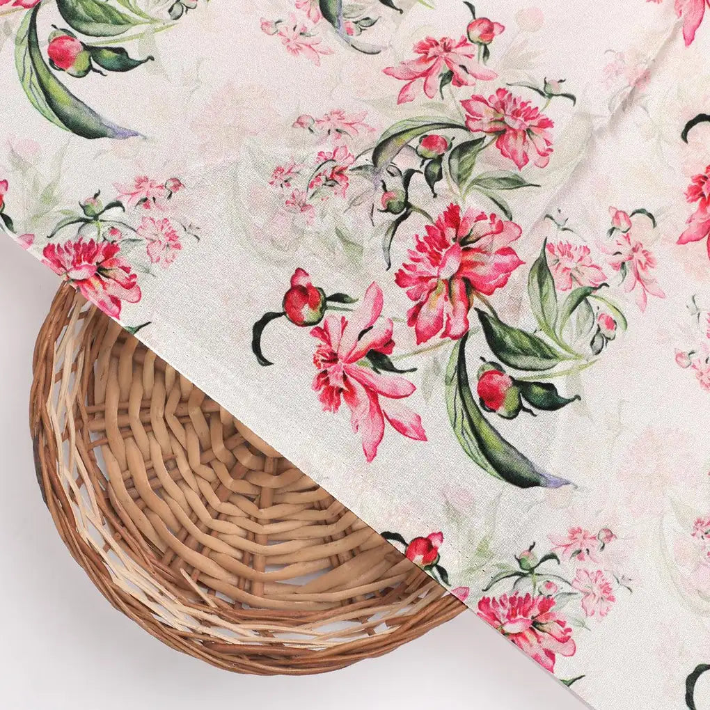 Beautifull Pink Calendula Flower Digital Printed Fabric - Silk Crepe – cr 0 ma08529 110 beautifull pink calendula flower digital printed fabric silk crepe 2