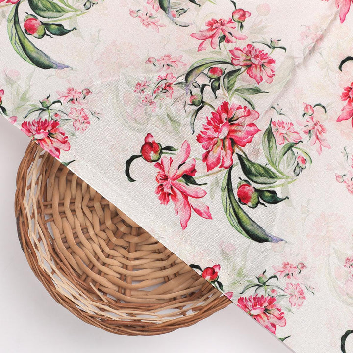 Beautifull Pink Calendula Flower Digital Printed Fabric - Silk Crepe - FAB VOGUE Studio®