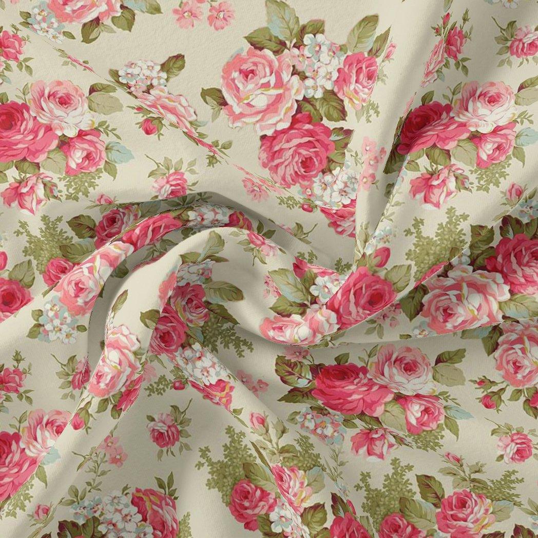 Bunch Of Flower White Orchid Digital Printed Fabric - Silk Crepe - FAB VOGUE Studio®