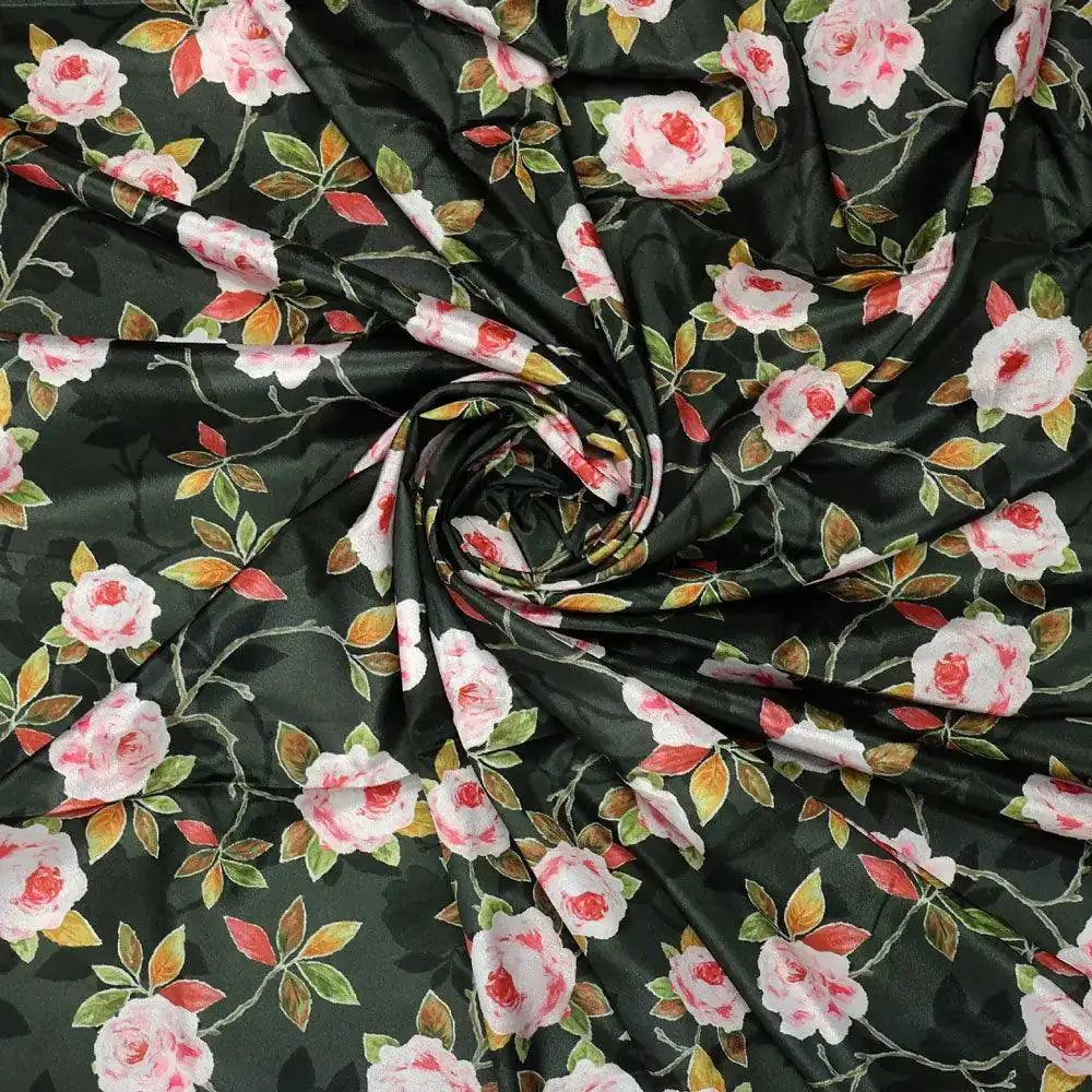 Ditsy Pink Rose With Green Leaves Digital Printed Fabric - Crepe – cr 0 ta 05727 110 ditsy pink rose with green leaves digital printed fabric crepe 1