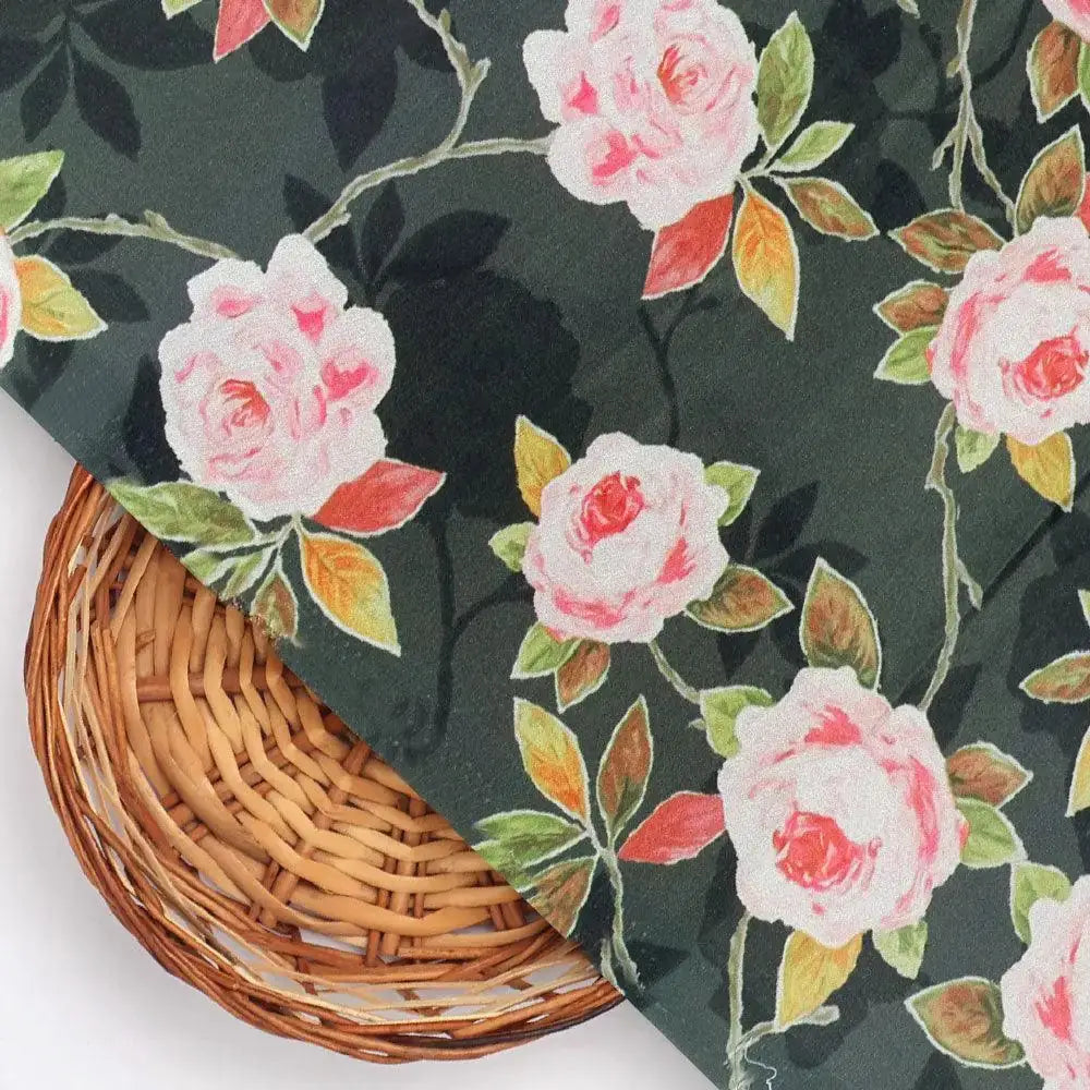 Ditsy Pink Rose With Green Leaves Digital Printed Fabric - Crepe – cr 0 ta 05727 110 ditsy pink rose with green leaves digital printed fabric crepe 3