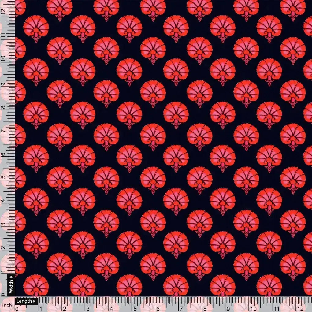 Beautiful Red Floral Over Dark Blue Base Printed Fabric – cr 0 ta01245 110 beautiful red floral over dark blue base printed fabric 4