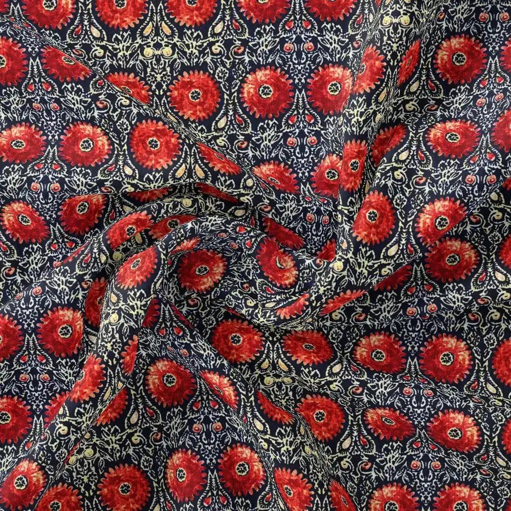 Cool Red Shiny Flower With Valley Digital Printed Fabric - Silk Crepe – cr 0 ta0139 110 cool red shiny flower with valley digital printed fabric silk crepe 1