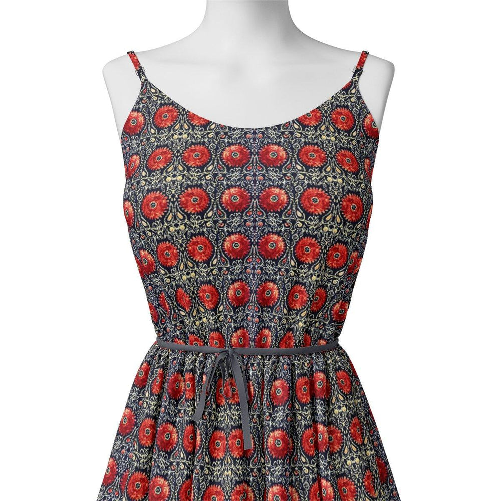Cool Red Shiny Flower With Valley Digital Printed Fabric - Silk Crepe - FAB VOGUE Studio®