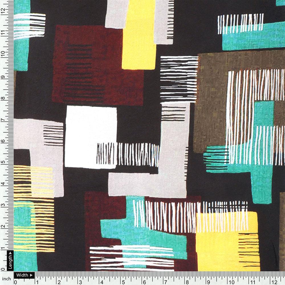 Trendy Colourful Puzzle Decorative Digital Printed Fabric - Silk Crepe - FAB VOGUE Studio®