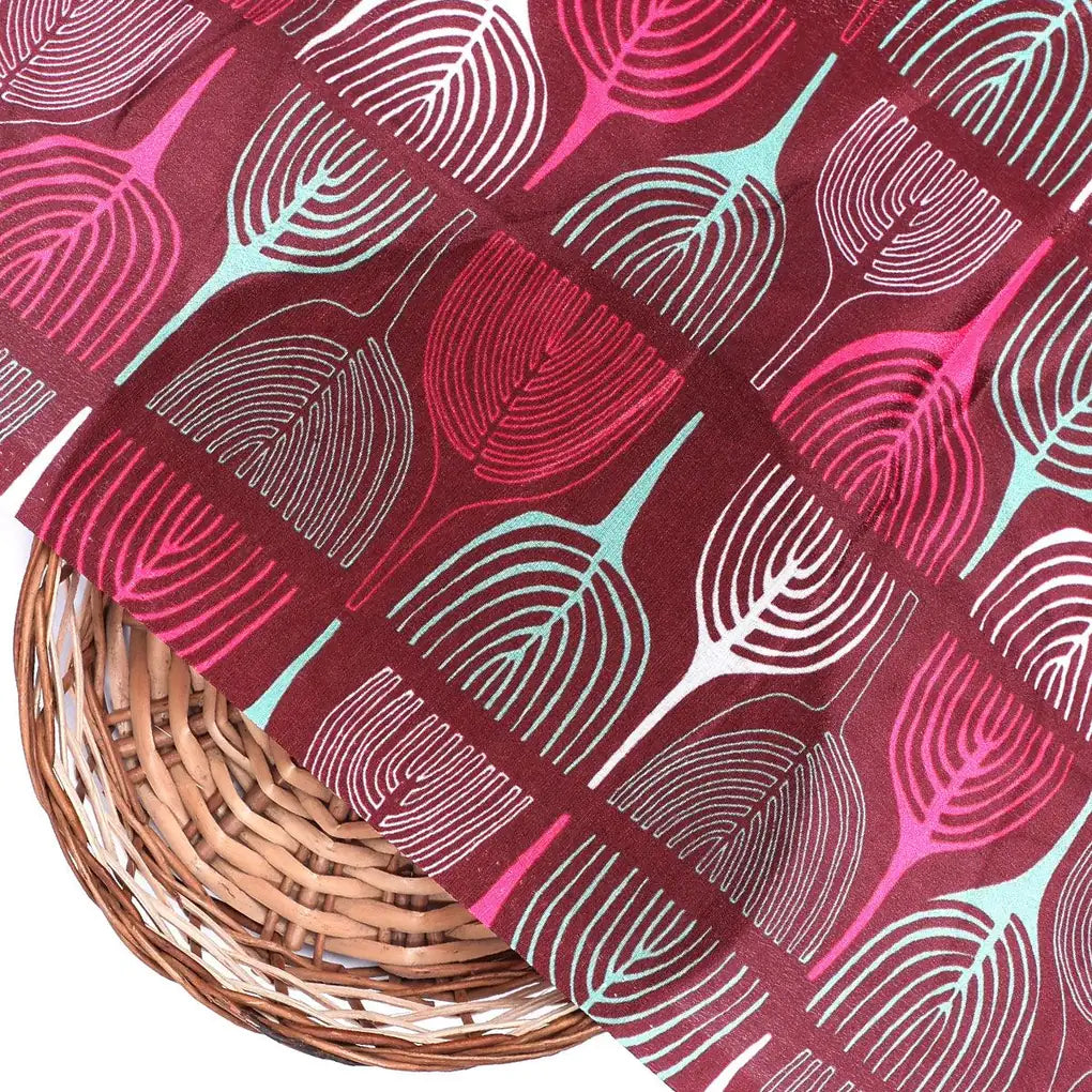 Bold Colourful Mahogany Leaf Digital Printed Fabric - Silk Crepe – cr 0 ta0169 110 bold colourful mahogany leaf digital printed fabric silk crepe 2