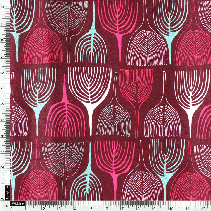 Bold Colourful Mahogany Leaf Digital Printed Fabric - Silk Crepe - FAB VOGUE Studio®