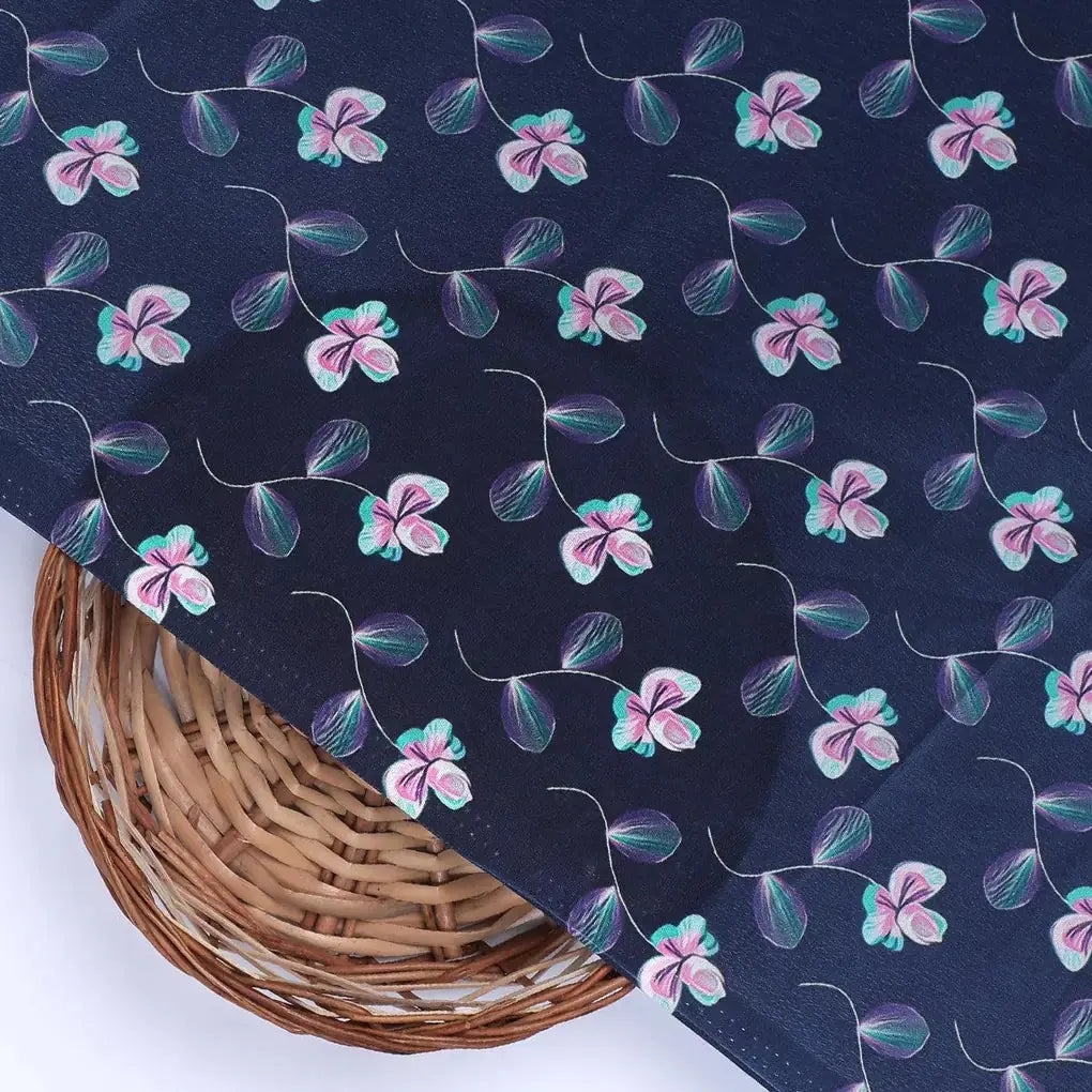 Flowers Floating over Blue Base Digital Printed Fabric – cr 0 ta03001 110 flowers floating over blue base digital printed fabric 2