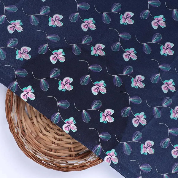 Flowers Floating over Blue Base Digital Printed Fabric – cr 0 ta03001 110 flowers floating over blue base digital printed fabric 2 - alternate view