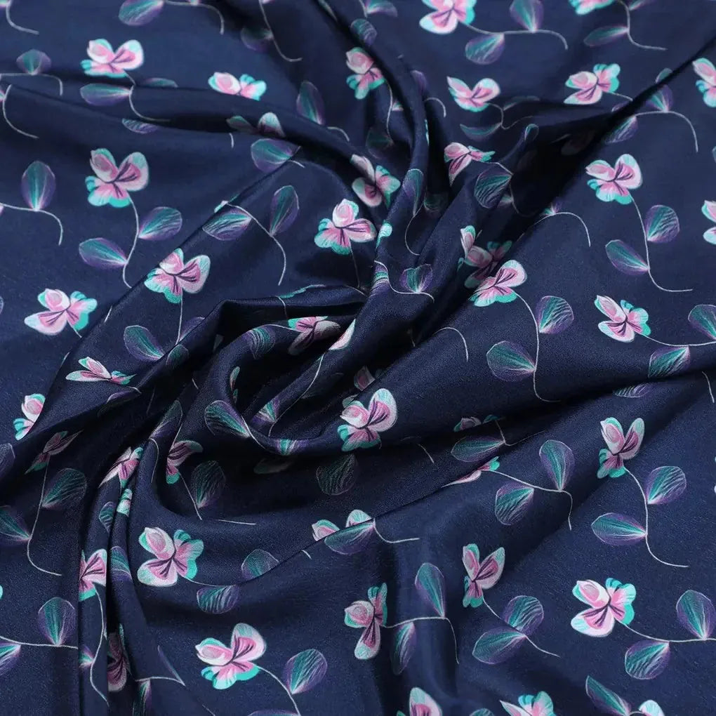 Flowers Floating over Blue Base Digital Printed Fabric – cr 0 ta03001 110 flowers floating over blue base digital printed fabric 3