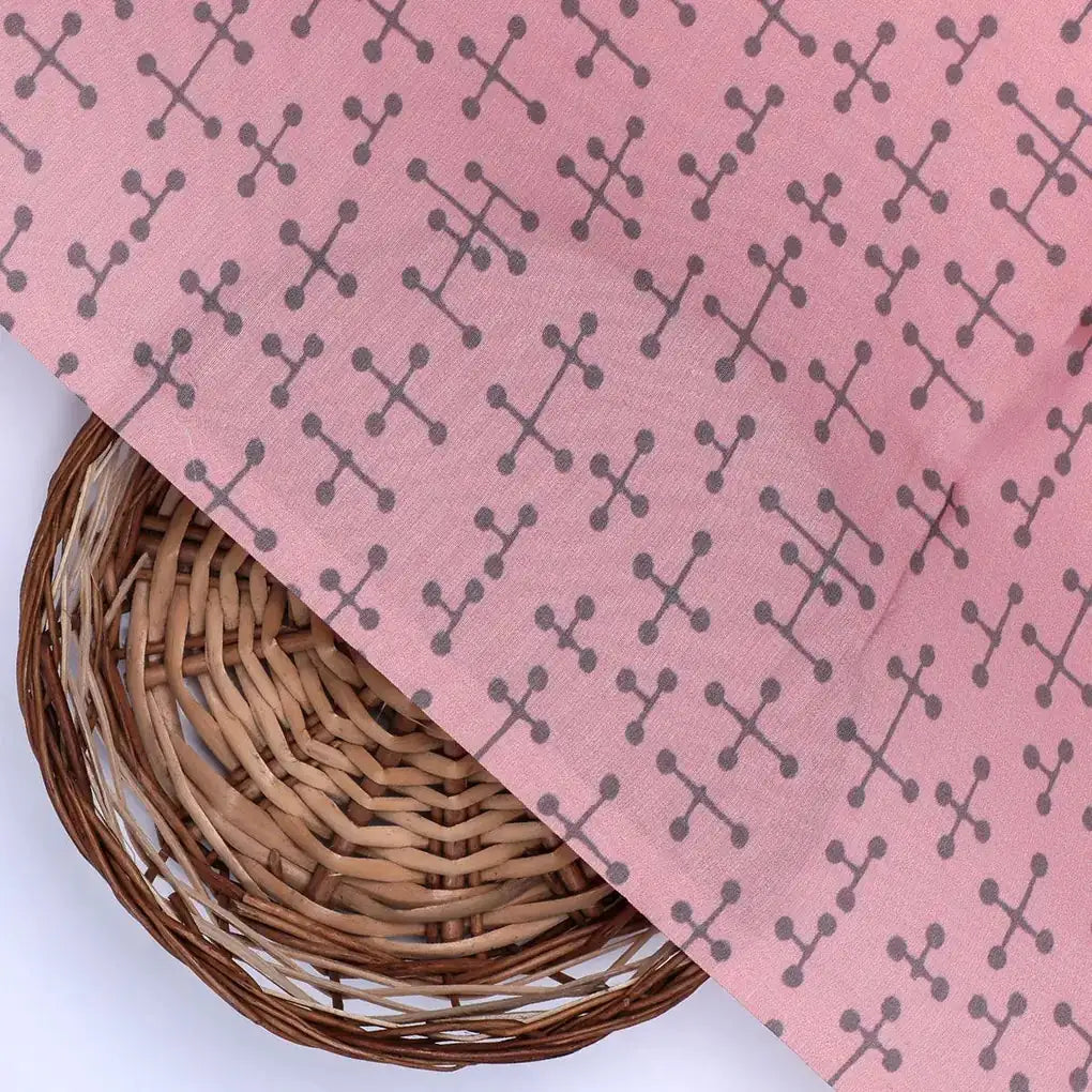 Peach Coloured Logical Abstract Motif Digital Printed Fabric  - Crepe – cr 0 ta05447b 110 peach coloured logical abstract motif digital printed fabric crepe 2