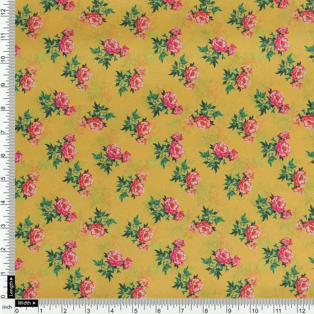 Pink Tiny Flower With Yellow Digital Printed Fabric - Crepe – cr 0 ta05637 110 pink tiny flower with yellow digital printed fabric crepe 4