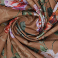 Oil Painted Flowers On Brown Digital Printed Fabric - Crepe – cr 0 ta05665p2 110 oil painted flowers on brown digital printed fabric crepe 1