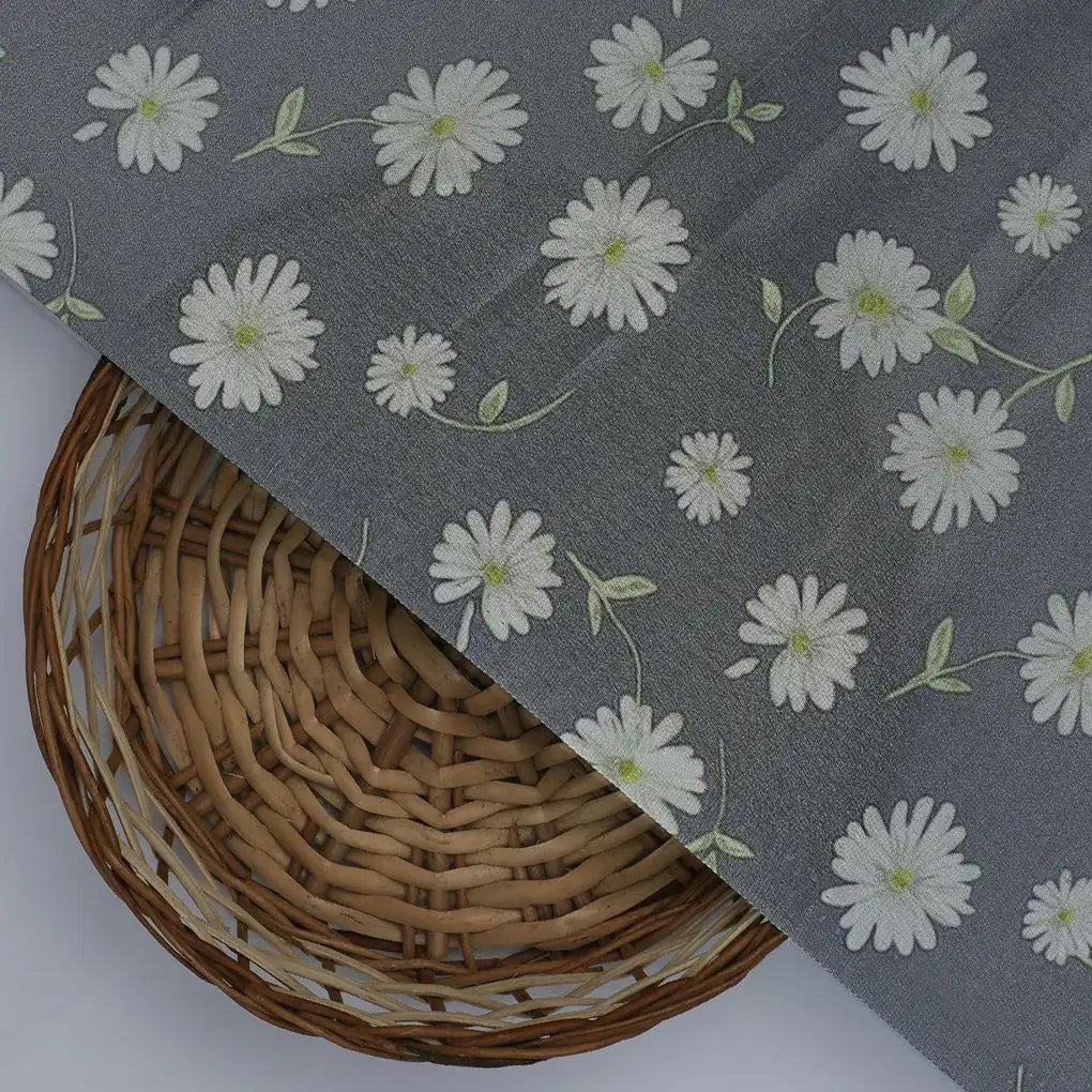 White Aster With Gray Background Digital Printed Fabric - Silk Crepe – cr 0 ta05678 110 white aster with gray background digital printed fabric silk crepe 2