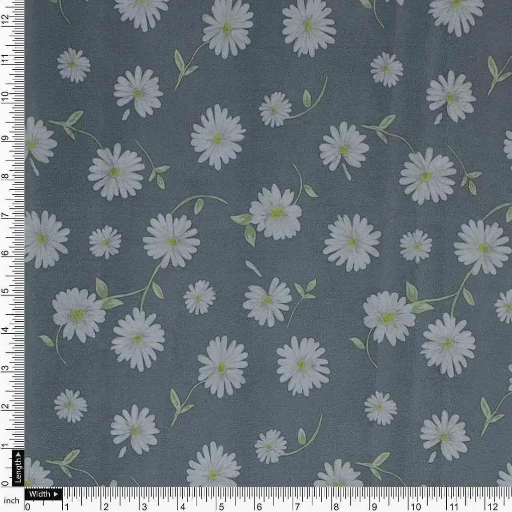 White Aster With Gray Background Digital Printed Fabric - Silk Crepe – cr 0 ta05678 110 white aster with gray background digital printed fabric silk crepe 4