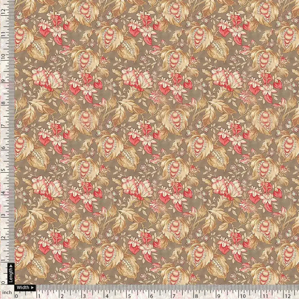 Decorative Leaves With Chiku Brown Digital Printed Fabric - Crepe – cr 0 ta05682 110 decorative leaves with chiku brown digital printed fabric crepe 4