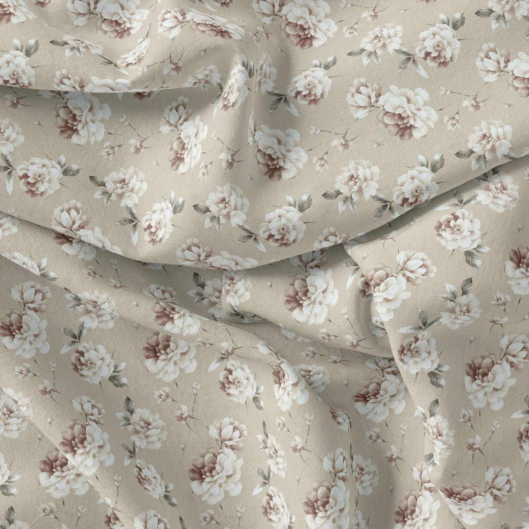 Greek Camelia Roses Digital Printed Fabric - Silk Crepe - FAB VOGUE Studio®