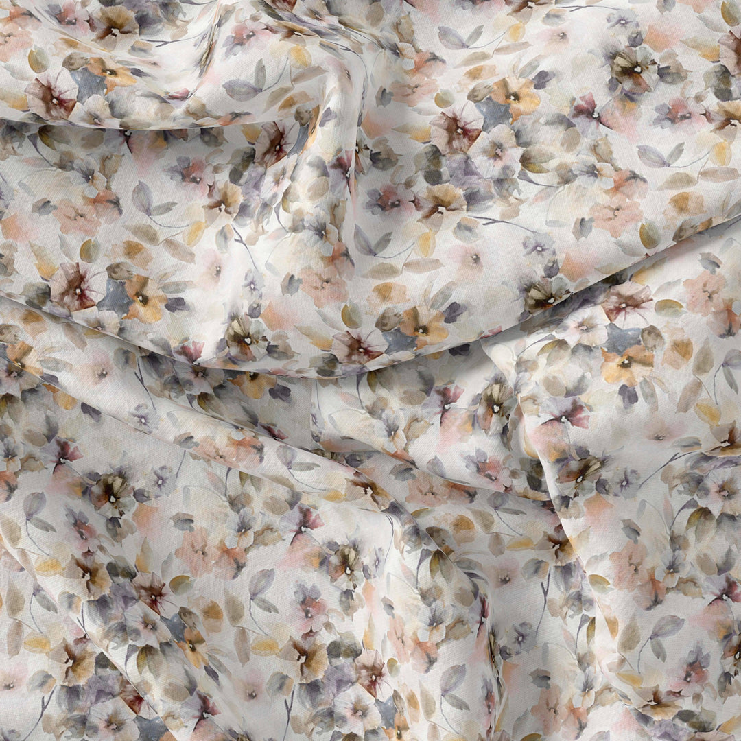 Vintage Pattern Of Chintz And Leaves Digital Printed Fabric - Silk Crepe - FAB VOGUE Studio®