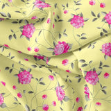 Pink Flower On Lemon Yellow Digital Printed Fabric  - Crepe – cr 0 ta06121 110 pink flower on lemon yellow digital printed fabric crepe 1