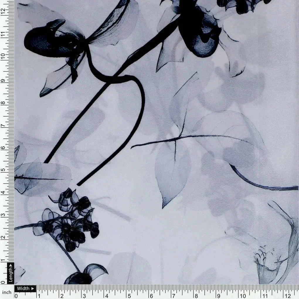 Black Floating Flowers Digital Printed Fabric - Crepe – cr 0 ta06256 110 black floating flowers digital printed fabric crepe 4