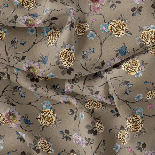 Coffee Grey Flower With Branch Digital Printed Fabric  - Crepe – cr 0 ta06647p1 110 coffee grey flower with branch digital printed fabric crepe 1