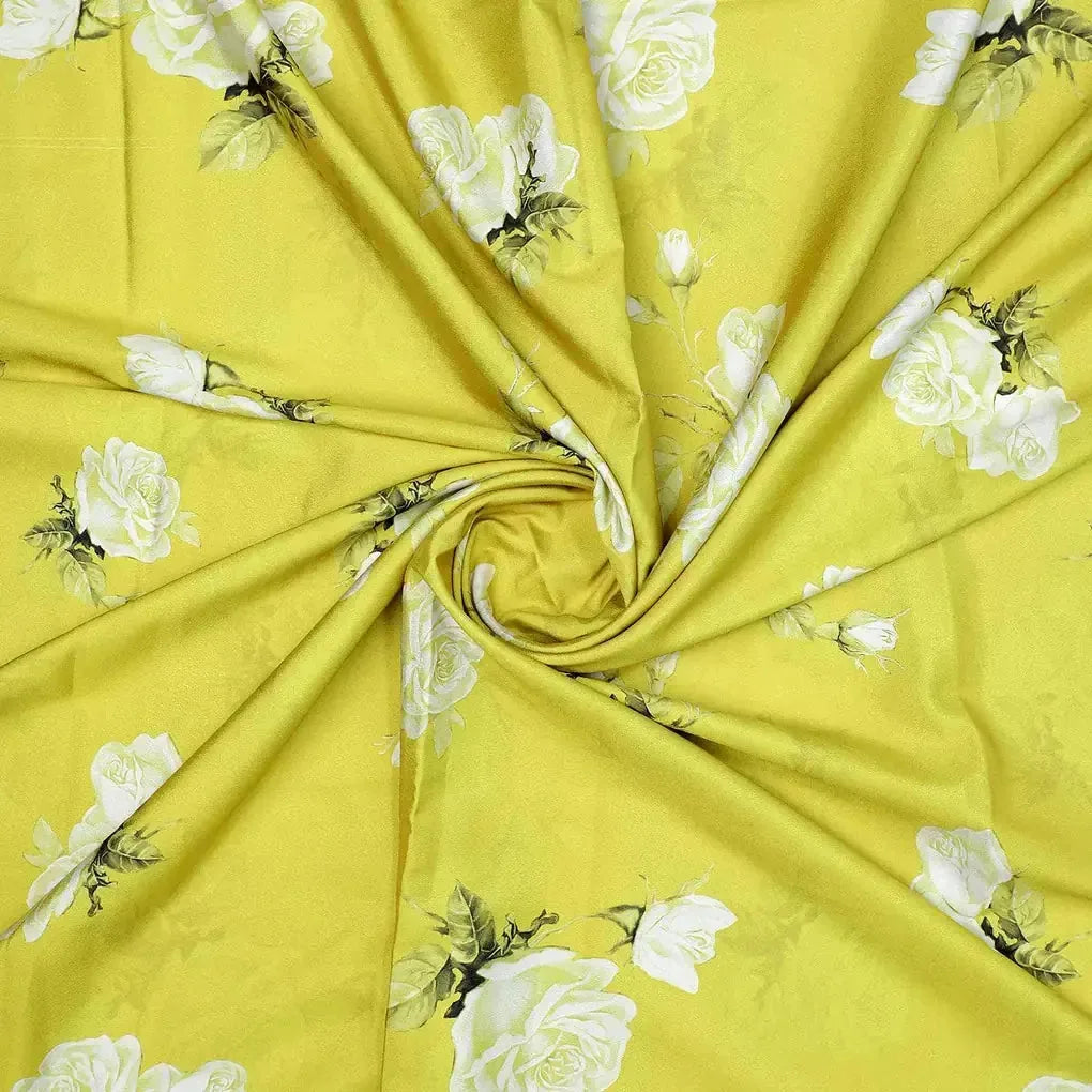Lemon Yellow Flower Allover Digital Printed Fabric - Crepe – cr 0 ta06831p8 110 lemon yellow flower allover digital printed fabric crepe 1