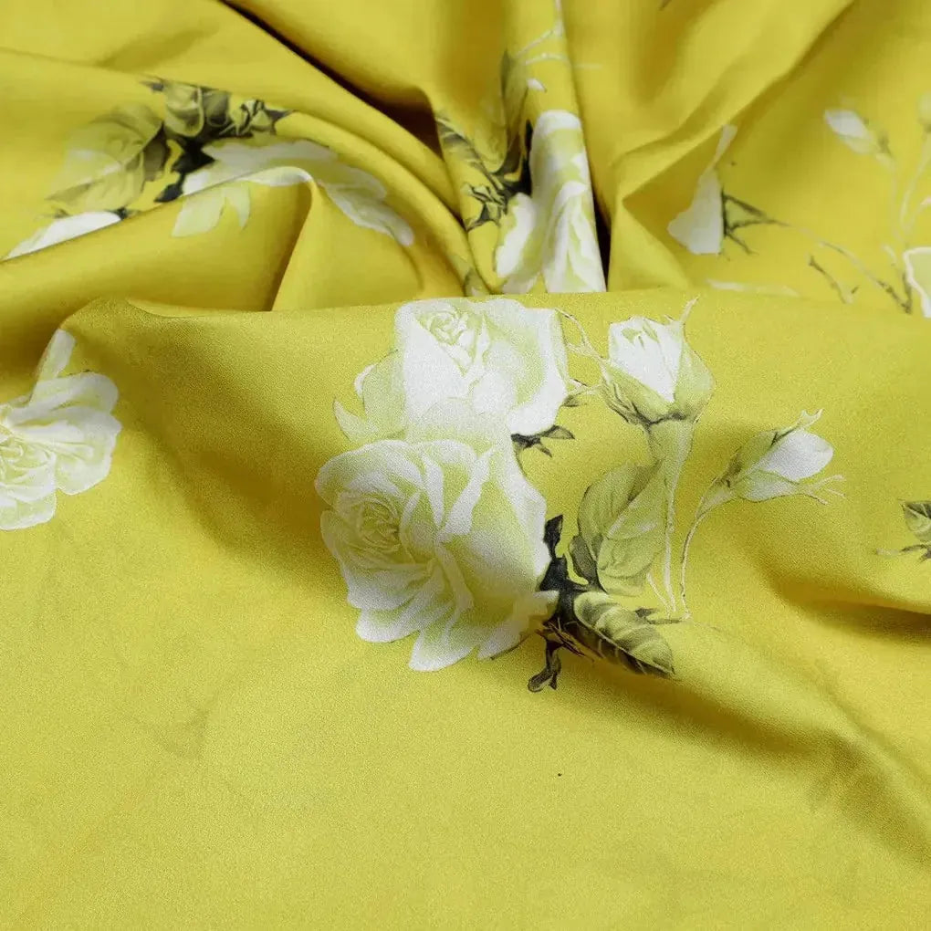 Lemon Yellow Flower Allover Digital Printed Fabric - Crepe – cr 0 ta06831p8 110 lemon yellow flower allover digital printed fabric crepe 3