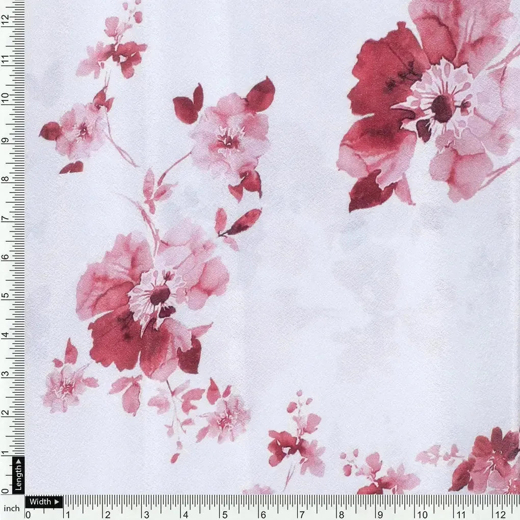 Maroon Flower Bunch Digital Printed Fabric - Crepe – cr 0 ta06839p3 110 maroon flower bunch digital printed fabric crepe 4