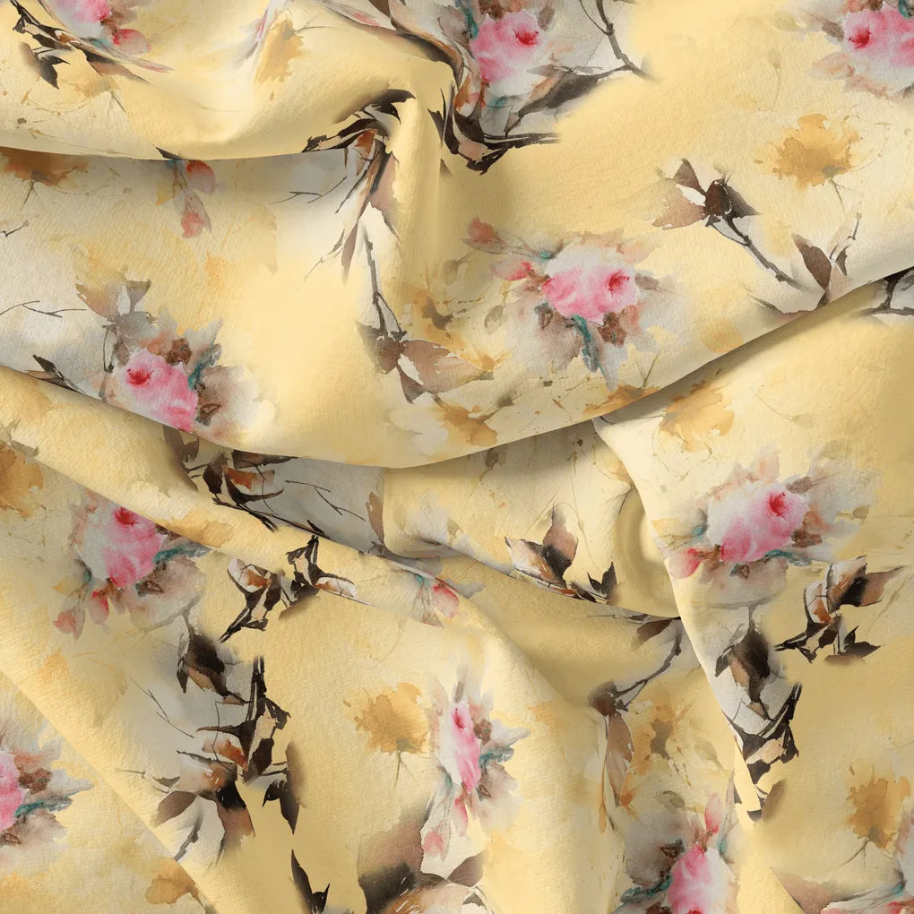 Coolest Watercolour Paper Art Of Flower Digital Printed Fabric - Silk Crepe – cr 0 ta07091p5 110 coolest watercolour paper art of flower digital printed fabric silk crepe 4