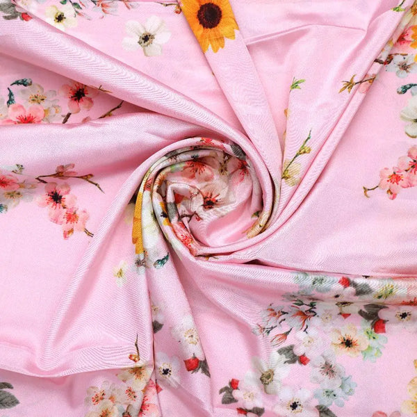 Decorative Multicolour Sunflower Digital Printed Fabric - Silk Crepe – cr 0 ta07140 110 decorative multicolour sunflower digital printed fabric silk crepe 1