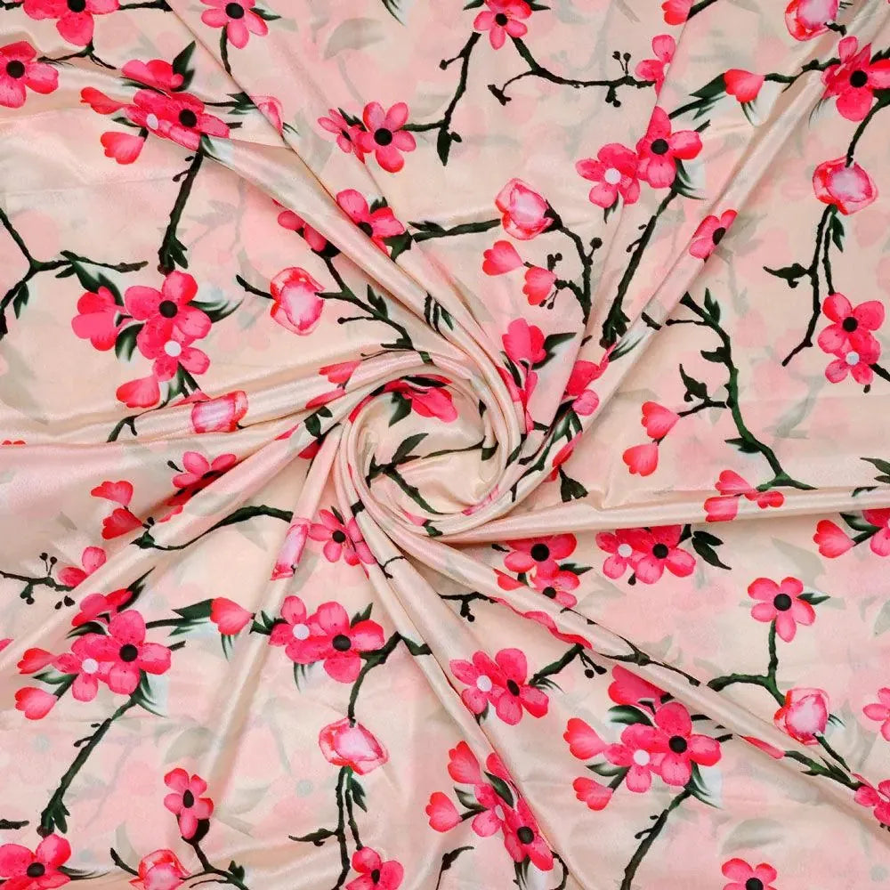 Cherry Red Flower With Branch Digital Printed Fabric  - Crepe – cr 0 ta07197p2 110 cherry red flower with branch digital printed fabric crepe 1