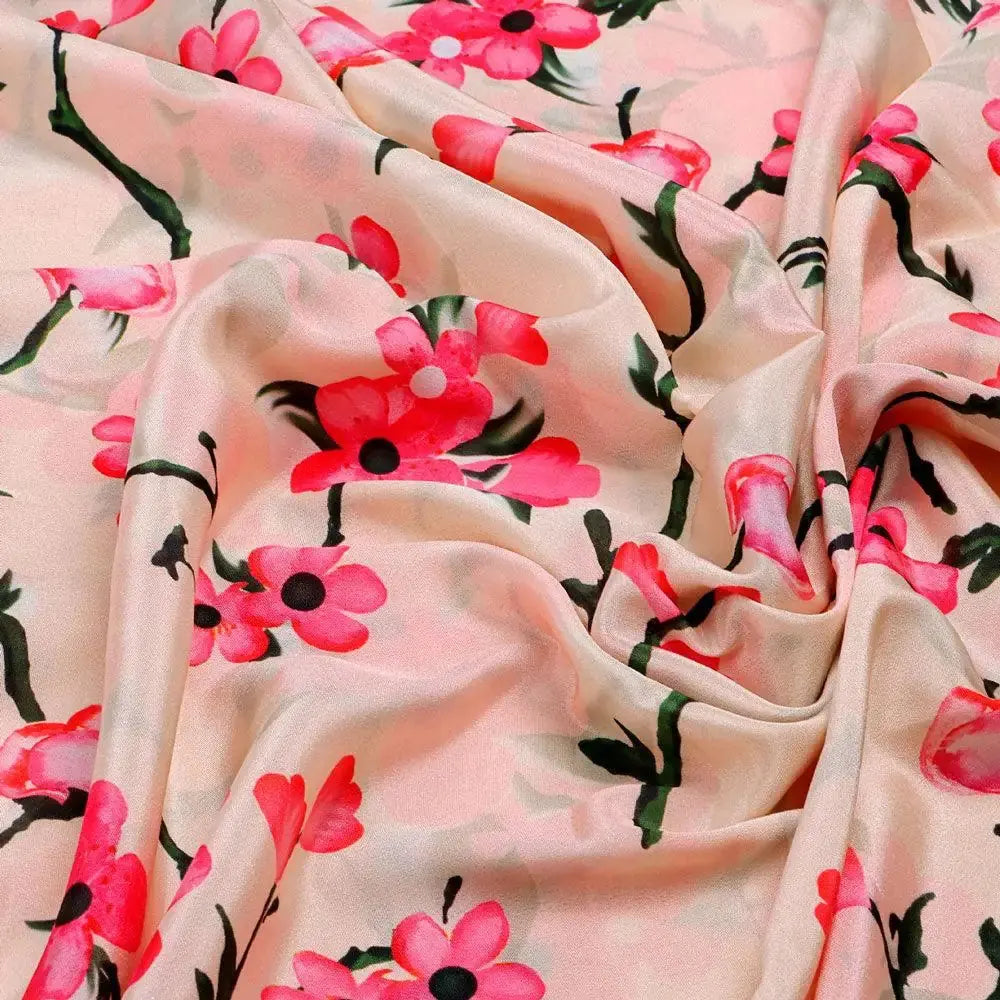 Cherry Red Flower With Branch Digital Printed Fabric  - Crepe – cr 0 ta07197p2 110 cherry red flower with branch digital printed fabric crepe 3