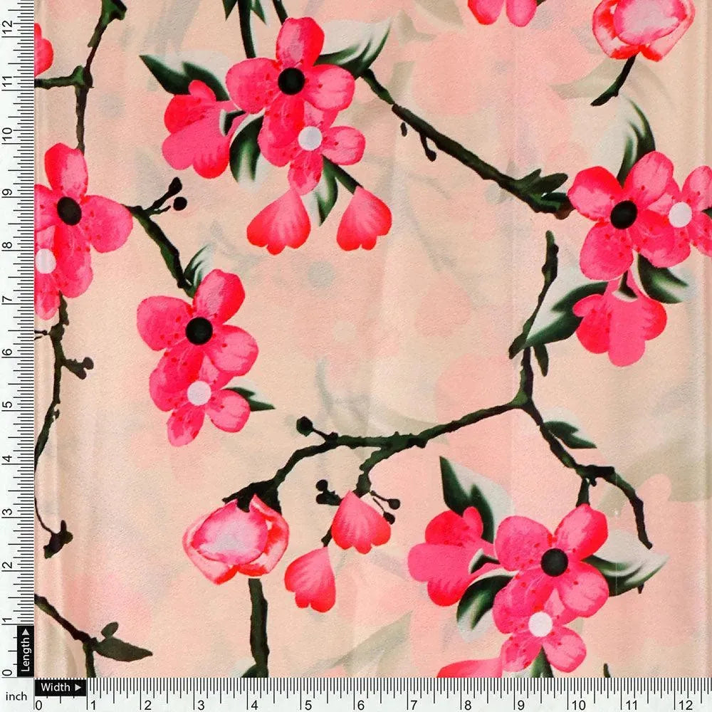 Cherry Red Flower With Branch Digital Printed Fabric  - Crepe – cr 0 ta07197p2 110 cherry red flower with branch digital printed fabric crepe 4