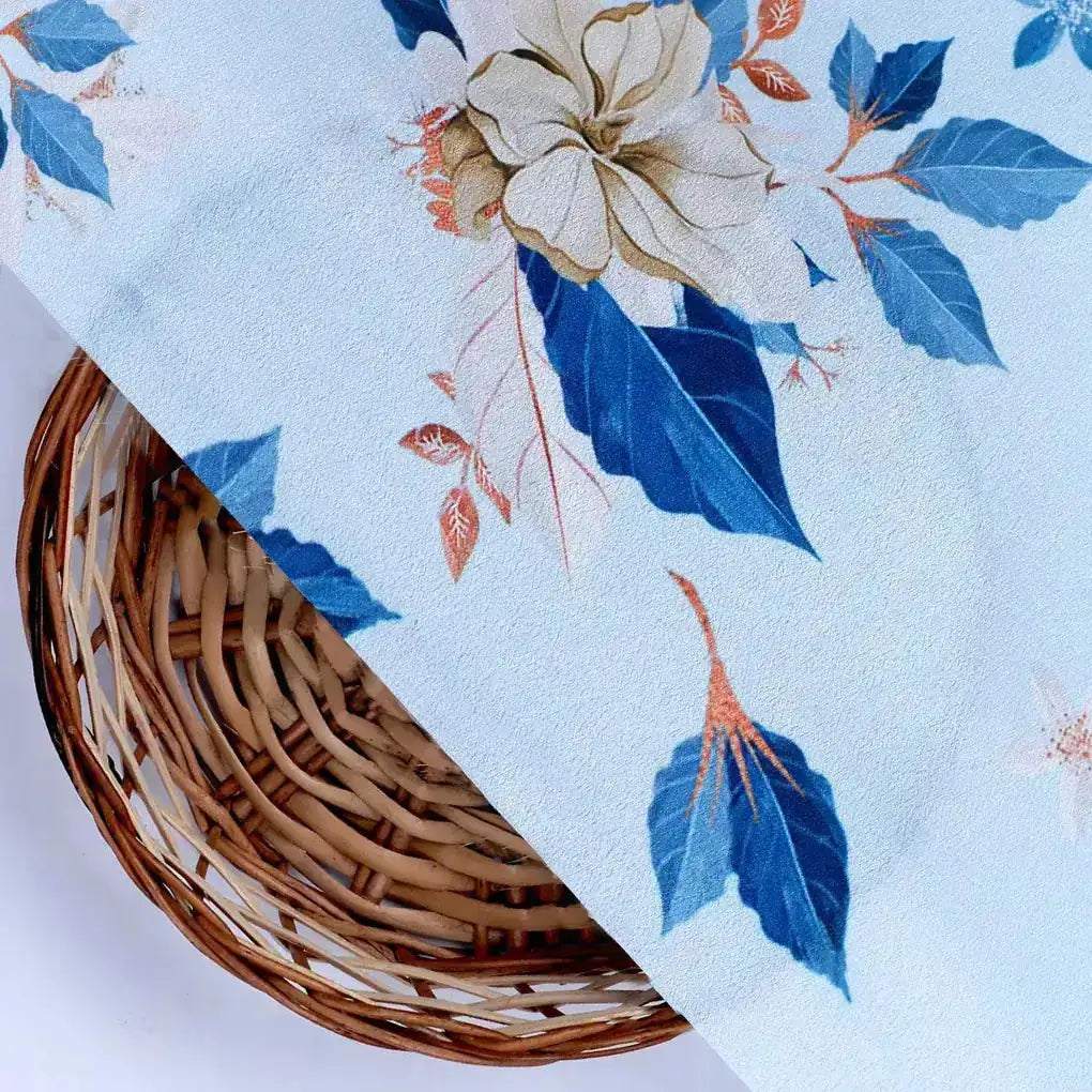 Flower On Ocean Blue Digital Printed Fabric - Crepe – cr 0 ta07233p1 110 flower on ocean blue digital printed fabric crepe 2