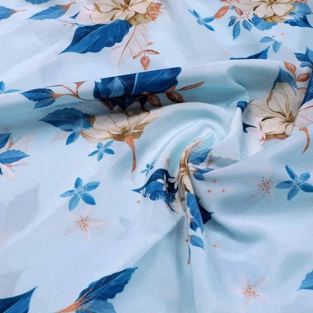 Flower On Ocean Blue Digital Printed Fabric - Crepe – cr 0 ta07233p1 110 flower on ocean blue digital printed fabric crepe 3