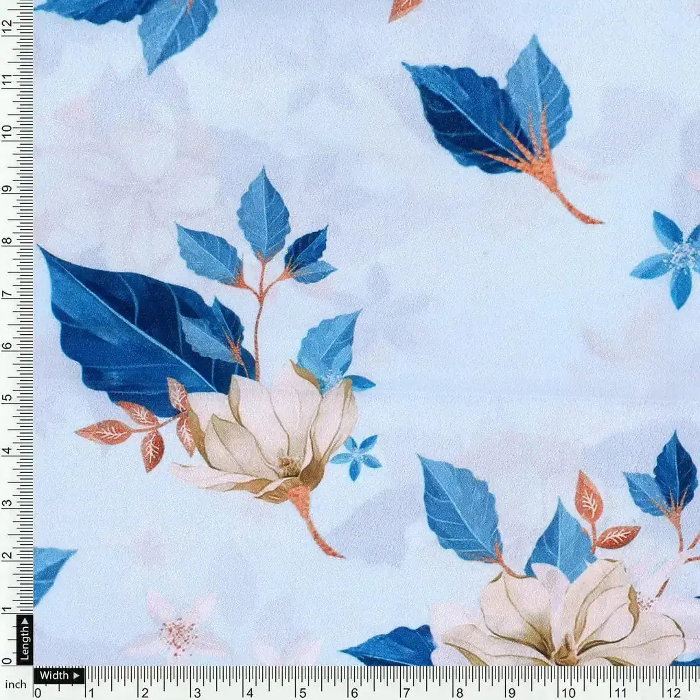 Flower On Ocean Blue Digital Printed Fabric - Crepe – cr 0 ta07233p1 110 flower on ocean blue digital printed fabric crepe 4