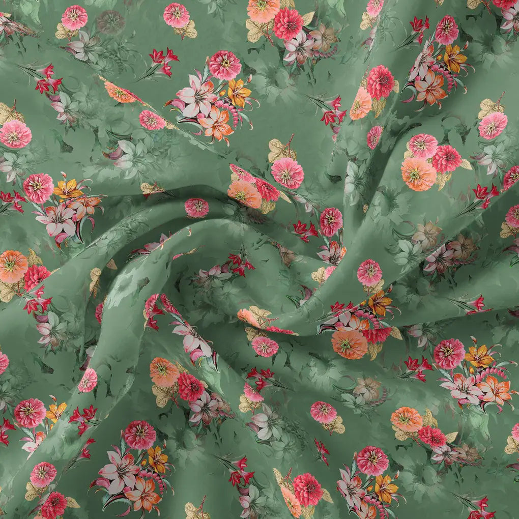 Lovely Chrysanthemum With Multi Flower Printed Fabric - Silk Crepe – cr 0 ta07392p1 110 lovely chrysanthemum with multi flower printed fabric silk crepe 1