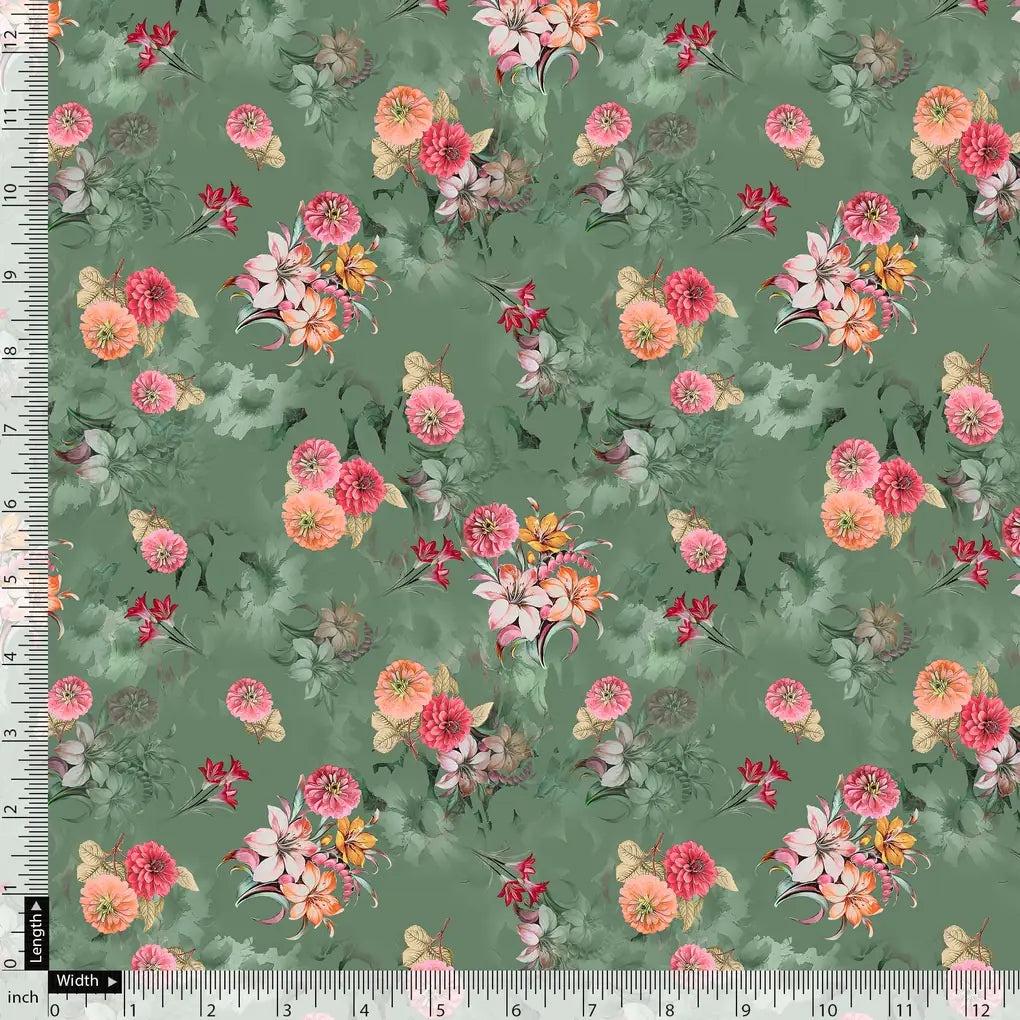 Lovely Chrysanthemum With Multi Flower Printed Fabric - Silk Crepe – cr 0 ta07392p1 110 lovely chrysanthemum with multi flower printed fabric silk crepe 5