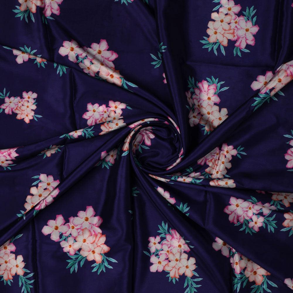 Violet Flower Bunch Digital Printed Fabric - Crepe - FAB VOGUE Studio®
