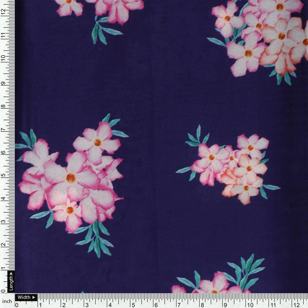 Violet Flower Bunch Digital Printed Fabric - Crepe - FAB VOGUE Studio®
