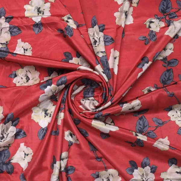 Red And White Flower Digital Printed Fabric - Crepe – cr 0 ta07549 110 red and white flower digital printed fabric crepe 1
