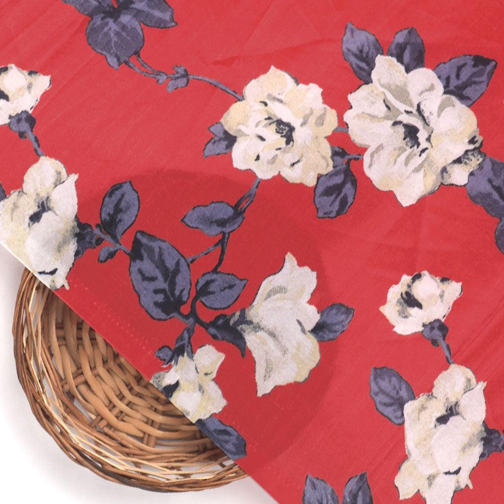 Red And White Flower Digital Printed Fabric - Crepe – cr 0 ta07549 110 red and white flower digital printed fabric crepe 2