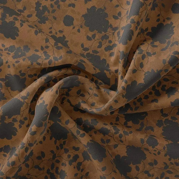 Black And Rustic Look Flower Digital Printed Fabric - Crepe – cr 0 ta07594 110 black and rustic look flower digital printed fabric crepe 1