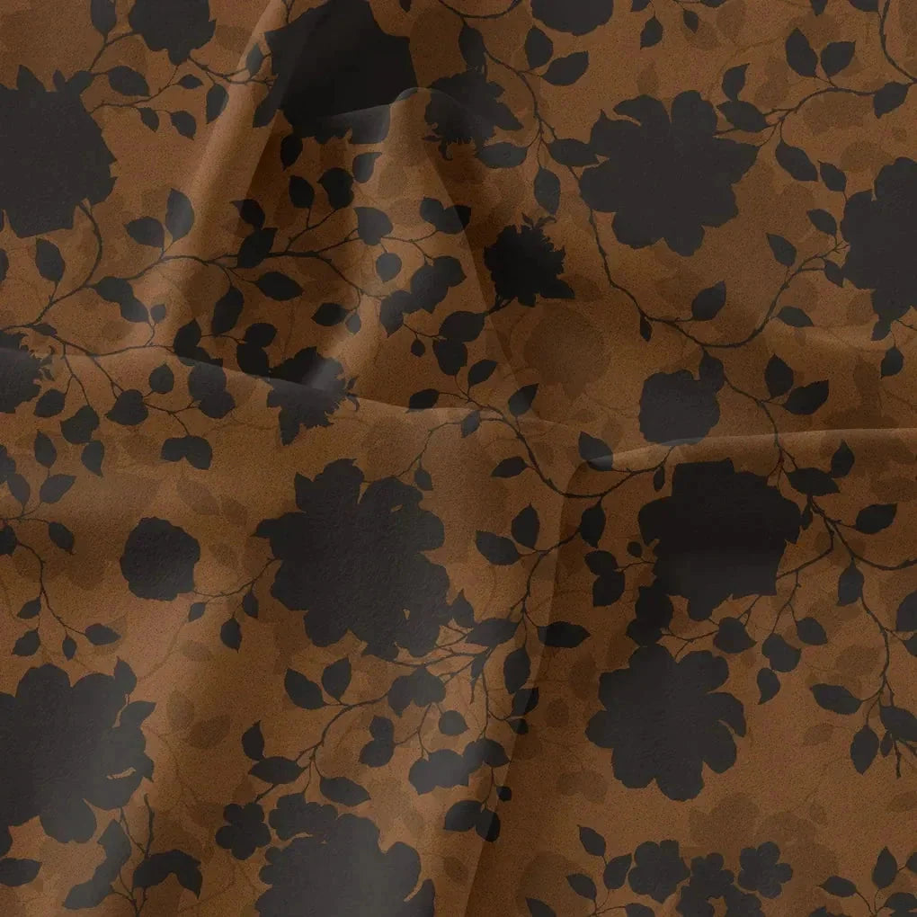 Black And Rustic Look Flower Digital Printed Fabric - Crepe – cr 0 ta07594 110 black and rustic look flower digital printed fabric crepe 3