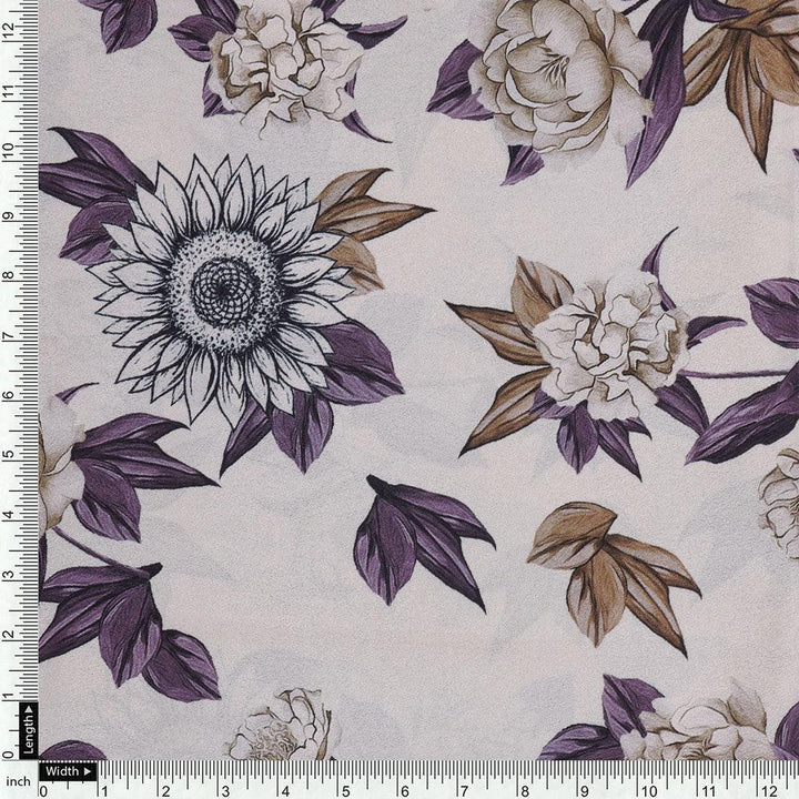Vintage Look Flower Digital Printed Fabric - Crepe - FAB VOGUE Studio®