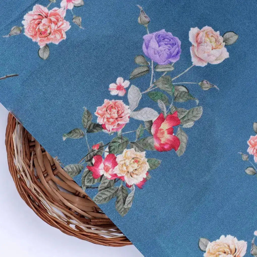 Colourful Flower Bunch Digital Printed Fabric - Crepe – cr 0 ta07614 110 colourful flower bunch digital printed fabric crepe 2
