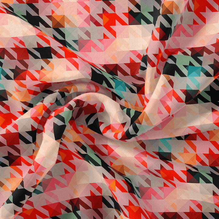 Attractive Multicolor Abstract Pattern Digital Printed Fabric - Silk Crepe - FAB VOGUE Studio®